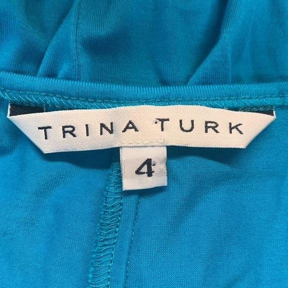 TRINA TURK Tunic Dress Batwing Gathered Waist Turquoise Size 4 - Picture 8 of 9